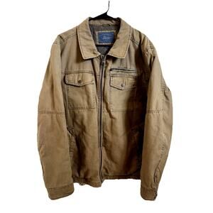 G.H. Bass & Co. Canvas Utility Jacket Khaki Zip Front Cotton Men’s XL